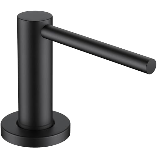 FORIOUS Soap Dispenser for Kitchen Sink, Black Stainless Steel Liquid Dish Soap Dispenser Pump with Top Refill 17oz Soap Bottle, Built in Sink Lotion Dispenser for Kitchen Countertop - color: Matte Black