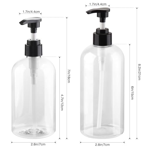 Plastic Pump Bottles Dispenser 2 Pack 10oz Clear Refillable Pump Bottle | Empty Pump Bottle with Dispenser Shampoo Conditioner for Shampoo, Liquid Soap, Massage Oil - size: 10oz