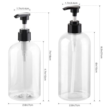 Plastic Pump Bottles Dispenser 2 Pack 10oz Clear Refillable Pump Bottle | Empty Pump Bottle with Dispenser Shampoo Conditioner for Shampoo, Liquid Soap, Massage Oil - size: 10oz