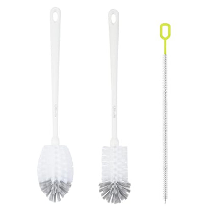 2 Pack 14 Inch Bottle Brush & 12 Inch Straw Brush Cleaner Set - Heavy Duty Kitchen Bottle Brushes for Cleaning Water Bottles, Mugs, Sippy Cups & Tumblers, Lab Use (Large) - size: with 10mm Straw Brush