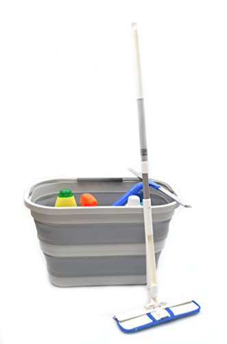 SAMMART 20.8L (5.49Gallon) Collapsible Rectangular Handy Basket/Bucket, Foldable Mop Bucket for House Cleaning, Car Washing, Portable Handy Laundry Storage (S. Grey)