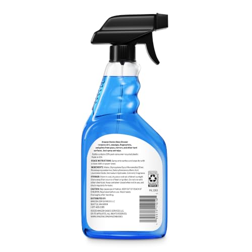 Amazon Basics Glass Cleaner, Streak-Free Shine, 32 Fl Oz, Pack of 2 with 1 Sprayer - style: Pack of 2 with 1 Sprayer
