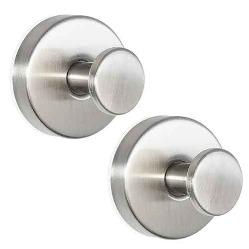 ZESLMG Suction Cup Hooks for Shower, Nickel Wreath Hangers for Front Door Glass Window Bathroom Kitchen Wall, Removable Towel Holder Bath Robe Loofah Coat Hooks No Damage for Hanging, 2 Pack - color: Nickel