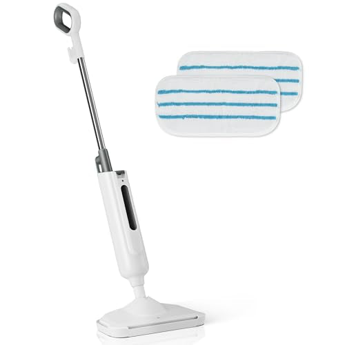 Multi-Surface Steam Mop, Lightweight Floor Cleaner for Hardwood, Tile, Laminate & Carpet with 2 Reusable Washable Pads (Green)