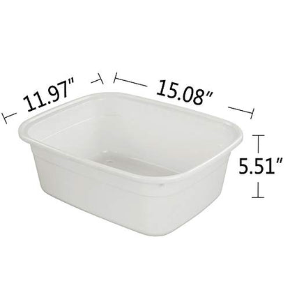 4-Pack 14 Quart Plastic Wash Basin/Dish Pan, White - size: 14 quart