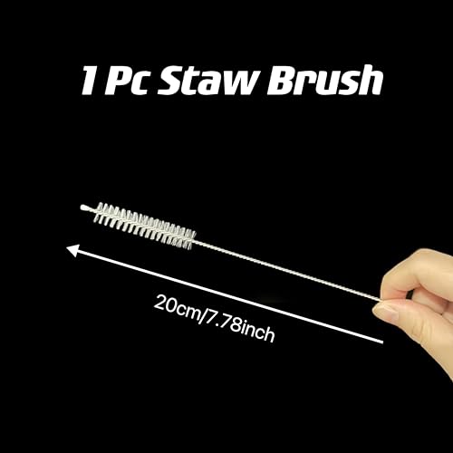 1 8 kit Cleaning Brush Pipe Cup Thin Tube Straw Long Dredging Drain Small Bottle Kitchen Supplies Tools 8pcs Set (White)