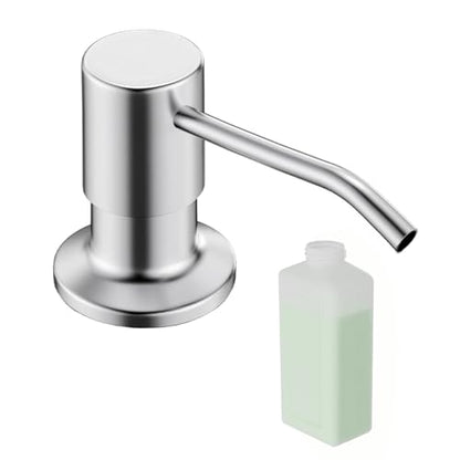 Built in Soap Dispenser for Kitchen Sink, Brushed Nickel Stainless Steel Countertop Pump Head (Plastic Built-in), Dish Soap Hand Lotion Dispenser with Refillable 17OZ Bottle (Brushed Nickel) - color: Brushed Nickel