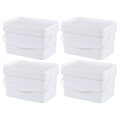 4 Packs Plastic Bucket with Airtight Lid, 3 Gallon Food Storage Bucket, White - size: 3 Gallon