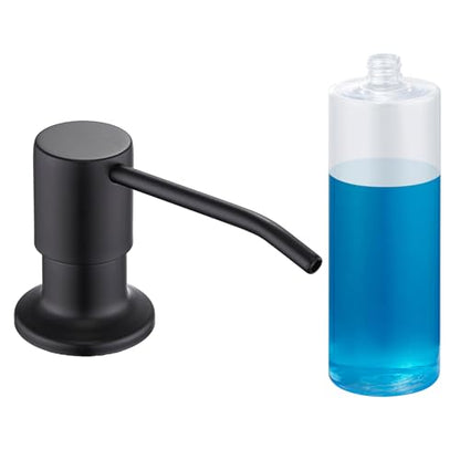 Soap Dispenser for Kitchen Sink Matte Black, Lotion Dispenser for Kitchen Sink Stainless Steel Sink Soap Dispenser 17 OZ Bottle Built in Design Refill from The Top - color: Matte Black
