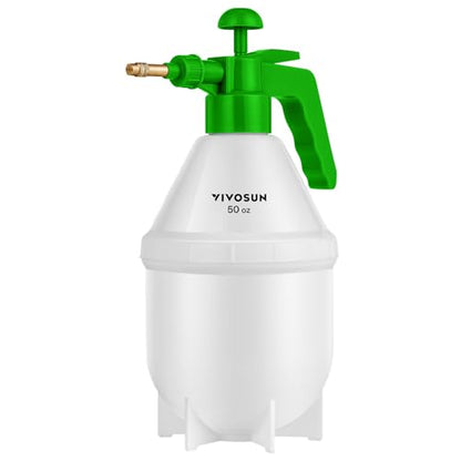 VIVOSUN 50oz Pump Sprayer, Handheld Garden Water Sprayer Bottle with Adjustable Brass Nozzle, for Spraying Plants, Flowers, Weeds and Cleaning, Green - color: Green, size: 50oz