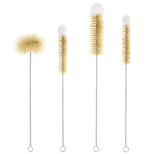QWORK Bottle Brushes with Thin Long Handle, 4 Pack Skinny Wire Cleaner for Bottles, Straws, Flasks