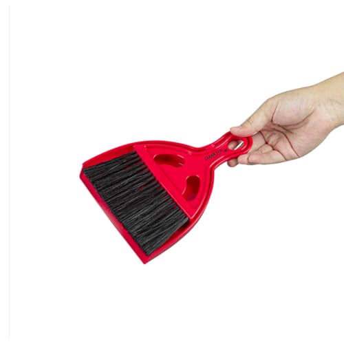 Restaurantware Mini Broom and Dustpan Set 10 Pack of Plastic Handheld Brush and Pan Compact Cleaning Kit with Ergonomic Handle Red and Black Office Desk and Home Cleaning Set