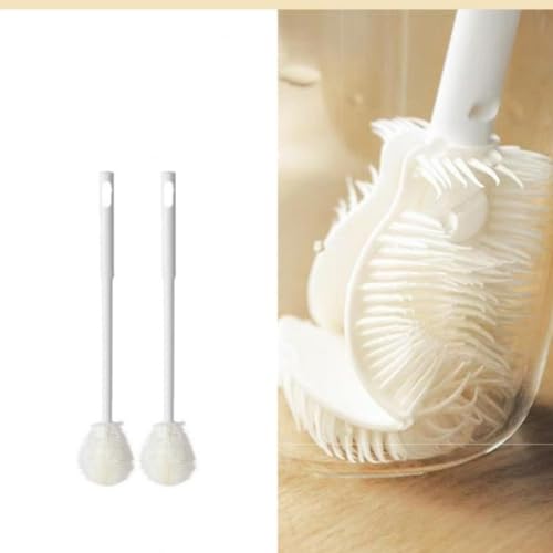 2Pcs Flexible Silicone Soft Bottle Brush with Long Handle Deep Bottle Cleaning for Narrow Neck Bottles Water Bottles Flasks