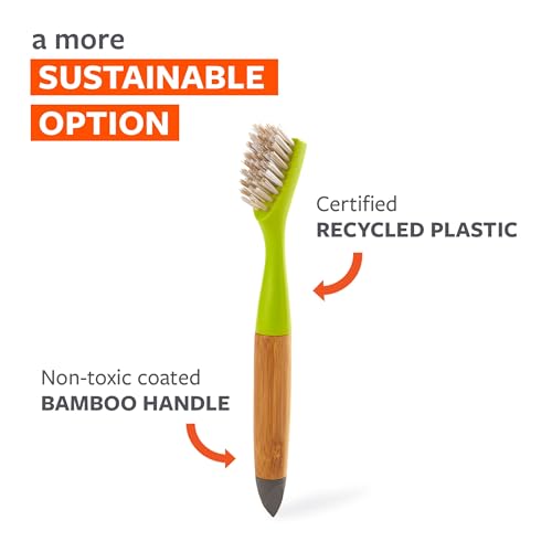 Full Circle Micro Manager, Deep Cleaning Brush for Crevices, Shower, & Grout, Tough Bristles, Sustainable Bamboo Handle, Green - color: Green, size: 1 Pack