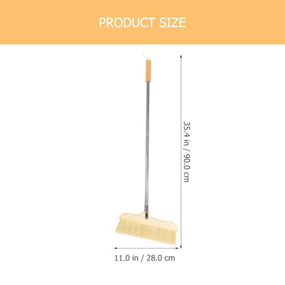 Anti-Static Broom Soft Bristle Brush Sweeping Brooms for Kitchen Bedroom Bathroom Wooden Handle - color: Khaki