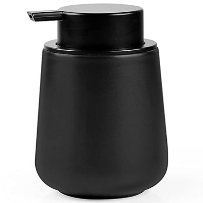 Bosilunlife Black Lotion Dispenser - 12Oz Ceramic Soap Dispenser Bathroom Refillable Liquid Hand Wash Dispenser for Bathroom Kitchen Dish Soap Dispenser with Easy-to-Press Pump - color: Matte Black
