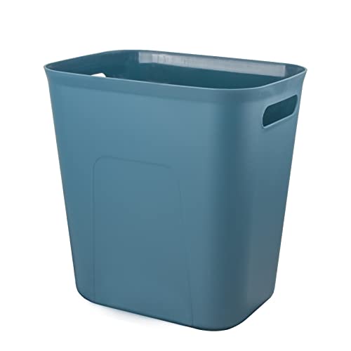 UUJOLY Plastic Small Trash Can Wastebasket, Garbage Container Basket for Bathrooms, Laundry Room, Kitchens, Offices, Kids Rooms, Dorms, 3.5 Gallon, Blue Green - color: Bluish Green, size: 3.5 Gallon