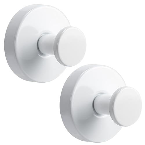 Suction Cup Hooks for Shower No-Drill Bathroom Hooks for Towels, Robes, Loofah Mountable on Bathroom Walls, Kitchen, Glass, Mirrors, Tile and Smooth,Non-Porous Surfaces (2, White) - color: White