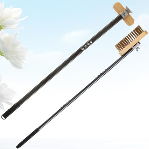 Pizza Oven Brush with Scraper,Grill Brush, Pizza Brush for Pizza Oven, 47.2 Inch Long Handle, Detachable Swivel Head Adjustable for Pizza Oven