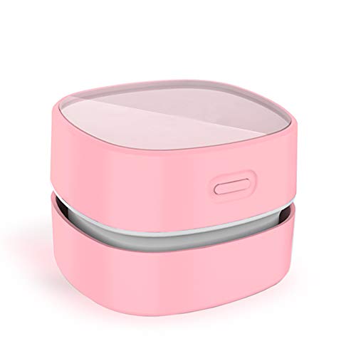 ODISTAR Desktop Vacuum Cleaner,Mini Table dust Sweeper Energy Saving,High Endurance up to 400 mins,Cordless&360º Rotatable for Cleaning Hairs,Crumbs,Computer Keyboard of Gifts for Kids (Pink) - color: Pink, style: AA Battery