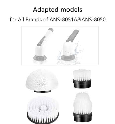 Electric Spin Scrubber Replacement Heads 4 in 1 Cleaning Brush, for Electric Spin Scrubber of ANS-8051A/8050 Power Shower Scrubber,for Household and Heavy Oil Pollution Cleaning Accessory