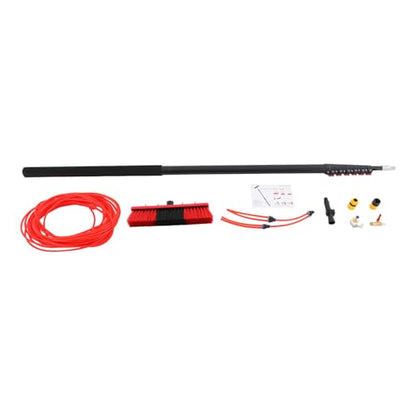 35FT Water Fed Pole Kit Adjustable Solar Panel Cleaning Kit with Telescopic Pole & Rotatable Brush for Window Glass Roof Outdoor Cleaning Equipment - size: 35.43FT