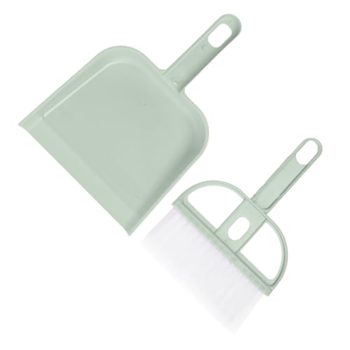Generic Small Broom and Dustpan Set Plastic Mini Hand Broom Dustpan 2PCS for Desktop Keyboard Table Lightweight Design for Office Home School (Green) - color: Green