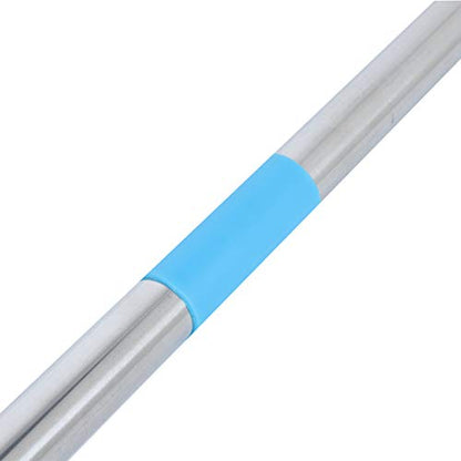 Telescopic Rubber Broom with Squeegee, Multifunction Adjustable Pet Hair Removal Carpet Rake for Fluff Rug Hardwood Floor (Blue) - color: Blue