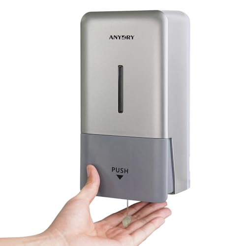 anydry 27oz (800 ml) Manual Wall Mounted Soap Dispenser, Ideal for Commercial Bathrooms Restaurants Hotels, Use with Liquid Hand Soap Shampoo, ABS Silver - color: Refined Silver