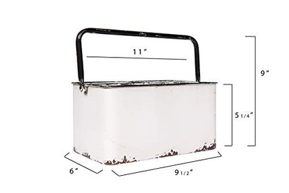 Creative Co-Op Distressed White Metal Caddy with 6 Compartments - color: White and Black