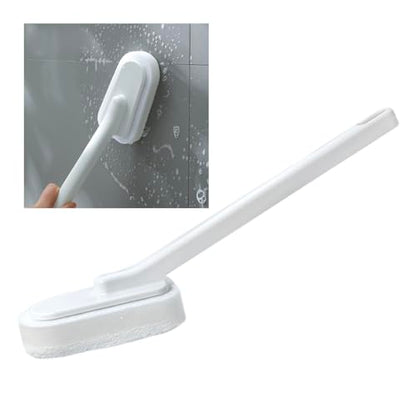 Extended Handle Sponge Scrubber with Integrated Scouring Pads: Ultimate Kitchen, Bathroom & Shower Cleaning Tool for Effortless Wash & Scrubbing (Long Handle Brush Sponge) - color: Long Handle Brush Sponge