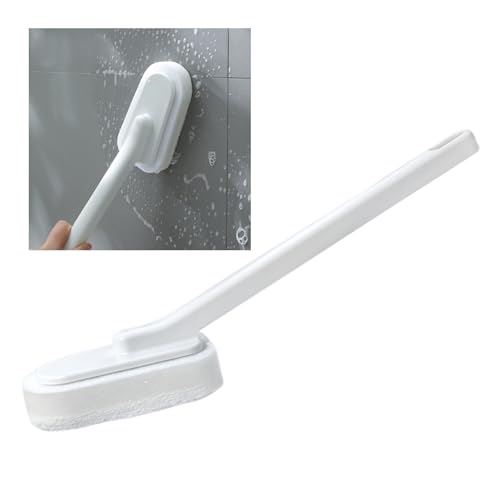 Extended Handle Sponge Scrubber with Integrated Scouring Pads: Ultimate Kitchen, Bathroom & Shower Cleaning Tool for Effortless Wash & Scrubbing (Long Handle Brush Sponge) - color: Long Handle Brush Sponge