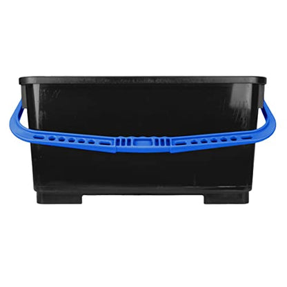 Pulex 6 Gallon Durable Lightweight Mop Bucket with Squeegee Carrying Clips and Ergonomic Handle for Floor and Window Cleaning - Black and Blue - color: Black/Blue