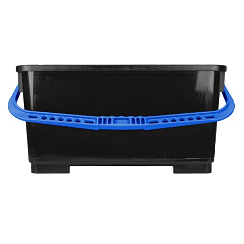 Pulex 6 Gallon Durable Lightweight Mop Bucket with Squeegee Carrying Clips and Ergonomic Handle for Floor and Window Cleaning - Black and Blue - color: Black/Blue