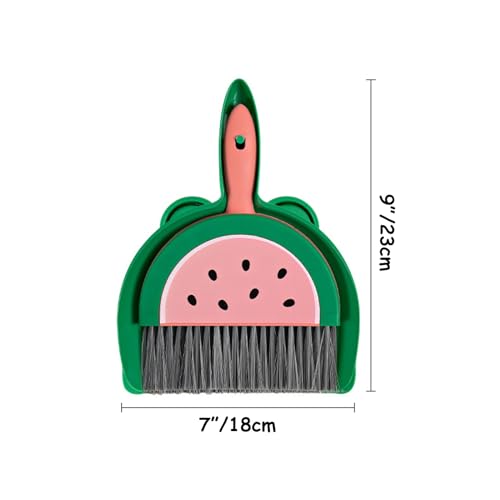 Mini Dustpan and Broom Set Compact Watermelon Lemon Small Hand Dustpan and Brush Kit Cute Fruit Shape Table Crumb Sweeper Cleaning Tools for Desk, Countertop, Sofa, Key Board Office, Kitchen (Yellow) - color: Yellow