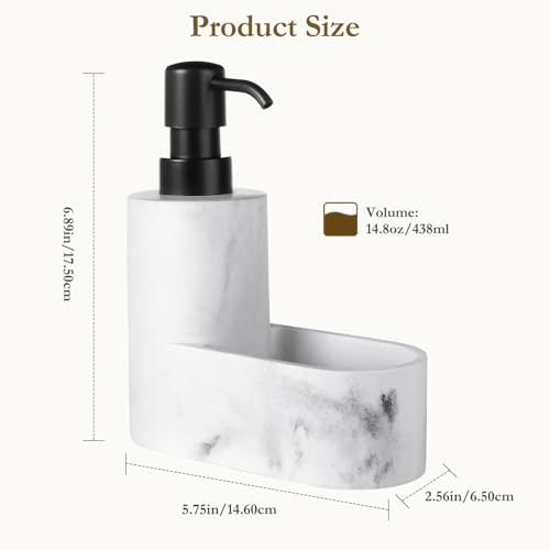 Shinowa Dish Soap Dispenser with Sponge Holder, Refillable Kitchen Dish Soap Dispenser Pump, 2-in-1 Countertop Accessories for Kitchen Sink and Bathroom, Gravel White - color: Gravel White