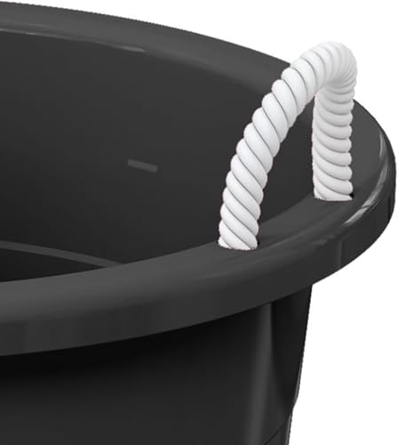 17 Gallon Plastic Storage Tub with Rope Handles Large Multi Purpose Utility Bucket for Laundry Toys Ice and Gardening Heavy Duty Organization Bin Black