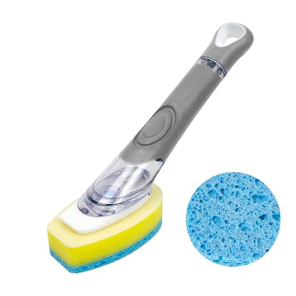 CELOX Dish Sponge with Handle, Non-Scratch Soap Dispensing Dishwand