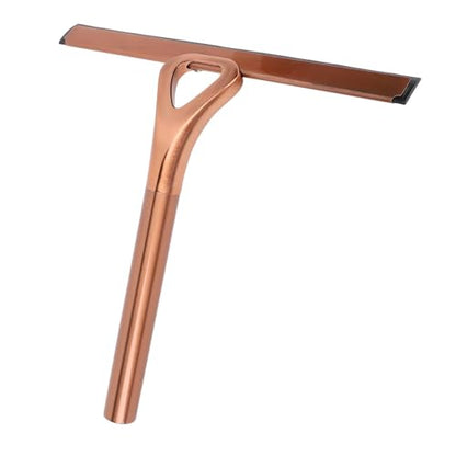 304 Stainless Steel Shower Squeegee for Glass Doors, Silicene Window Mirror Wiper with Hook Bathroom Shower Door Cleaning Tool (Antique Bronze) - size: Antique Bronze