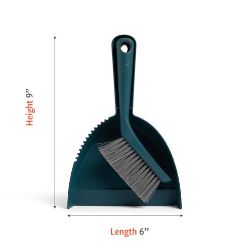 Full Circle Clean Ocean Mini Dustpan and Brush Set, Compact Broom for Cleaning Home, Office Desktop, Kitchen, and Car, Sustainably Made 100% from Recycled Ghost Fishing Nets
