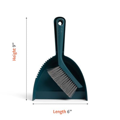 Full Circle Clean Ocean Mini Dustpan and Brush Set, Compact Broom for Cleaning Home, Office Desktop, Kitchen, and Car, Sustainably Made 100% from Recycled Ghost Fishing Nets