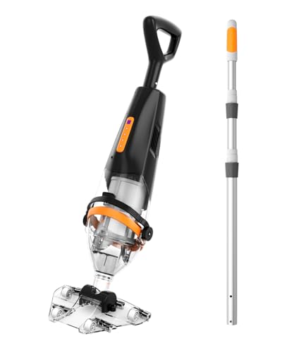 Great Shark Cordless Pool Vacuum with Remote Power Switch, 1.8m Telescopic Pole, 75 Min Runtime, 18 GPM Suction, Handheld Pool Vacuum for Above Ground & Inground Pools, Spa & Hot Tub - color: black