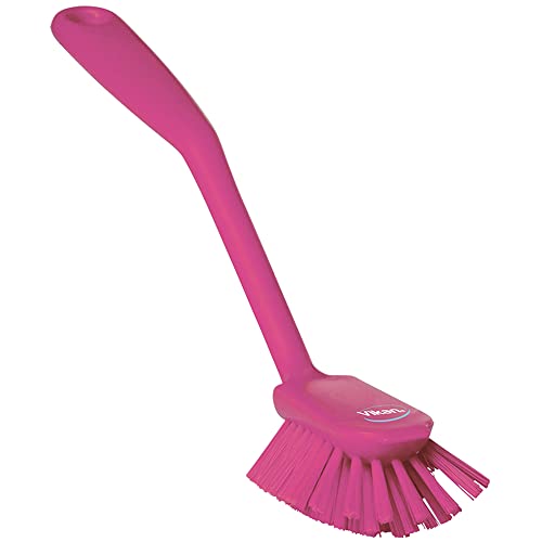 Vikan 42371 Brush,Dish,Scraping Edge,Medium,11",PP/PBT,Pink - color: Multicolor