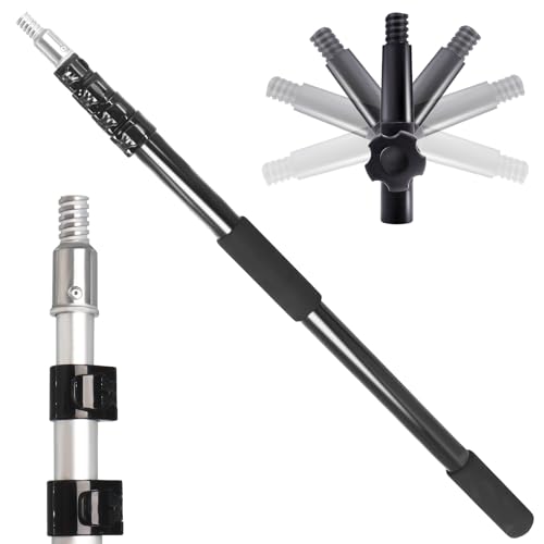 20FT Reach Telescopic Extension Pole, 3-12FT Multi-Purpose Extendable Pole with Universal Twist-on Metal Tip, Lightweight Sturdy Aluminum Paint Roller Extension Pole for Dusting Painting Cleaning - color: Black, size: 3-12FT