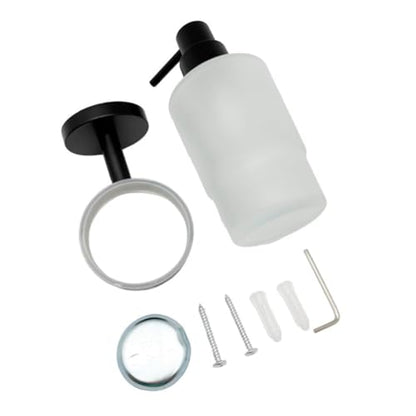 Soap Dispenser, Zinc Alloy + Frosted Glass Soap Dispenser Set with Pump,Wall Mounted Bath Accessories for Bathroom and Kitchen,Black - color: Black