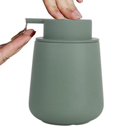 INGOFIN Ceramic Lotion Dispenser - 12oz Refillable Hand Soap Dispenser Bathroom, Modern Liquid Dispenser with Pump, Dish Dispenser for Kitchen, Matte Green - color: Matte Green -Liquid