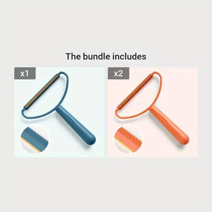 2 Pack Pet Hair Remover Tool – Reusable Lint Cleaner for Clothes, Furniture, Carpets – Fuzz Remover for Dog & Cat Hair – Durable & Portable Lint Scraper in Orange and Blue for Home & Travel