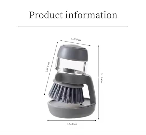 Soap Dispenser Palm Dish Brush with Storage Bracket – Drainage Base, Easy-to-Clean Kitchen Utensil Cleaner | Includes Extra Soft Bristle Brush (Gray&Green) - color: Gray&green