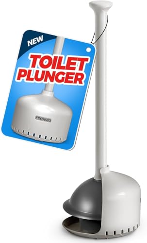 FORASTO Toilet Plunger with Holder,Plungers for Bathroom with Holder,Heavy Duty Plunger with Cover,Bathroom Decor，Bathroom Accessories，Toilet Bowl Cleaners,Cream Gray - color: Cream Gray, size: 1Pack
