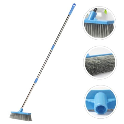 Long Handle Floor Scrub Brush with Stiff Bristles Versatile Cleaning Tool for Tiles Bathrooms Patios and Garages Convenient Storage and Easy Use